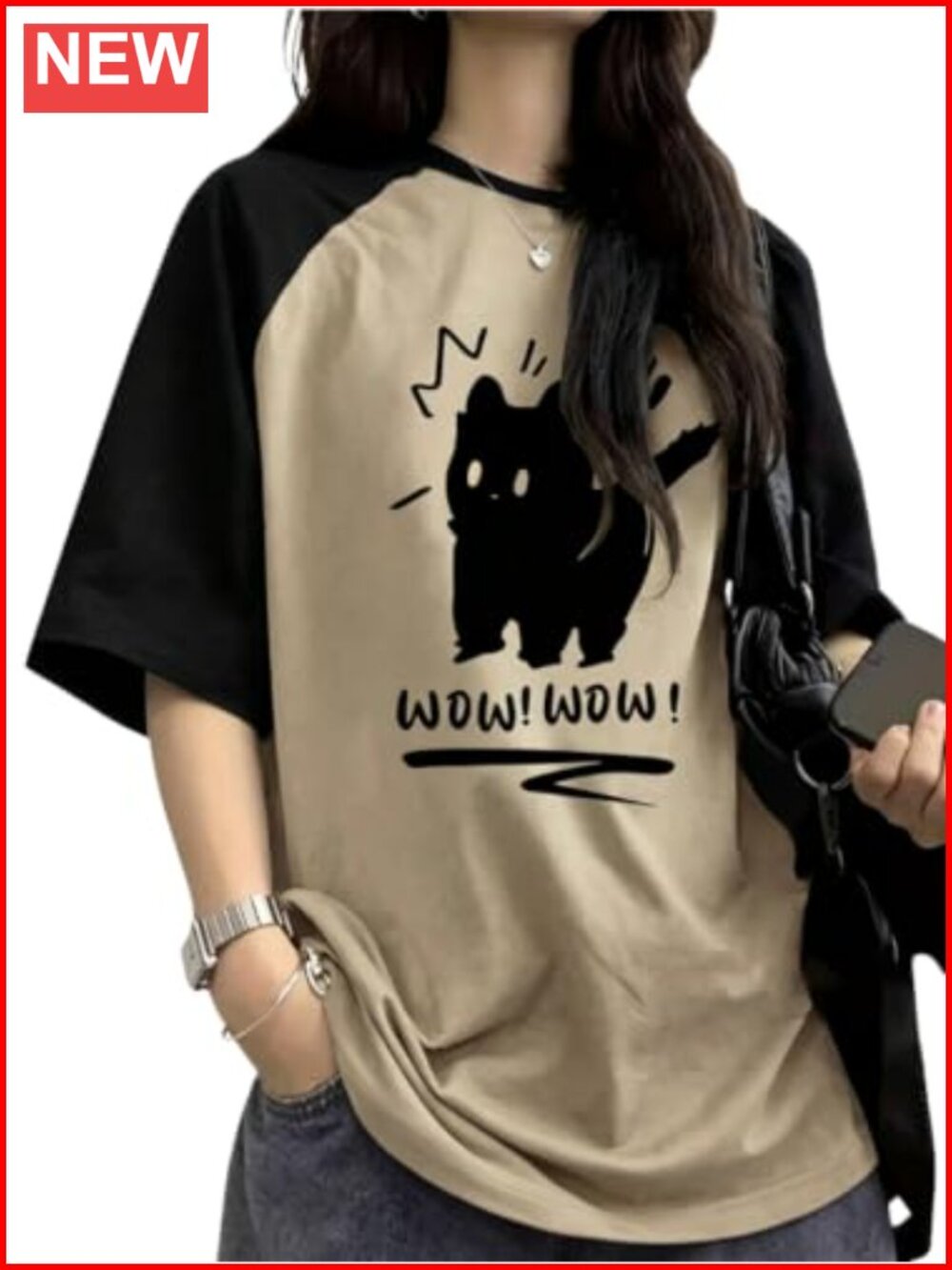 Oversized Graphic Tee Preppy Baggy T-Shirt Drop Shoulder Kawaii Casual Top